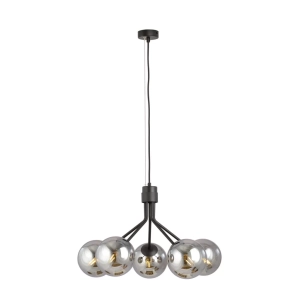Lampa wisząca do salonu czarny stelaż i grafitowe kule Emibig 1140/5 Nova 5 Black/Grafit