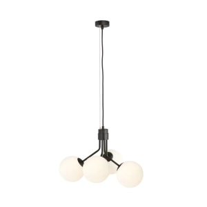 Czarna lampa wisząca z białymi kloszami kulami Emibig 1138/4 Nova 4xE14 46cm x 100cm