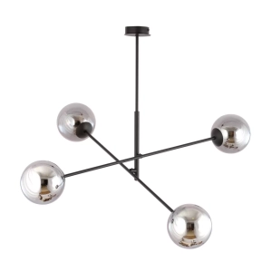 Lampa wisząca dwa proste metalowe ramiona zakończone grafitowymi kloszami kulami Emibig 1167/4 Czarny Linear 4 Black/Grafit 4xE14