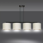 Lampa wisząca cztery białe materiałowe abażury na listwie w poziomie Emibig 1052/4 Czarny Hilde 4 Bl White 4xE27