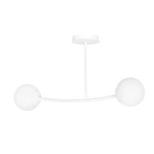 Lampa sufitowa biała poprzeczka dwie szklane kule Emibig 1025/2 Biały Halldor 2 White 2xE14 81cm