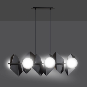 Dekoracyjna czarna lampa wisząca listwa z białymi kulami i foremnymi ściankami Emibig 636/6 Drifton 6 Black