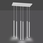Lampa wisząca smukłe białe walce na prostokątnej podsufitce Emibig 553/6 Selter 6 White 6xG9