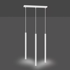 Lampa wisząca trzy białe wąskie długie tubki w rzędzie na listwie różne wysokości Emibig 553/3 Biały Selter 3 White 3xG9 45cm
