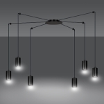 Lampa wisząca czarna typu pająk sześć tubek na przewodach Emibig 524/6 Czarny Traker 6 Bl/Black 6xGU10