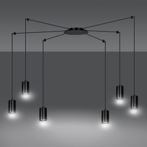 Lampa wisząca czarna typu pająk sześć tubek na przewodach Emibig 524/6 Czarny Traker 6 Bl/Black 6xGU10