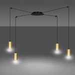 Lamp wisząca typu spider cztery złote tubki na długich przewodach Emibig 526/4 Czarny/Złoty Traker 4 Bl/Gold 4xGU10