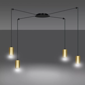 Lamp wisząca typu spider cztery złote tubki na długich przewodach Emibig 526/4 Czarny/Złoty Traker 4 Bl/Gold 4xGU10