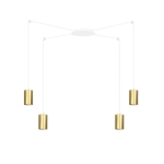 Lamp wisząca typu spider biała cztery złote tubki na długich przewodach Emibig 527/4 Biały/Złoty Traker 4 Wh/Gold 4xGU10 