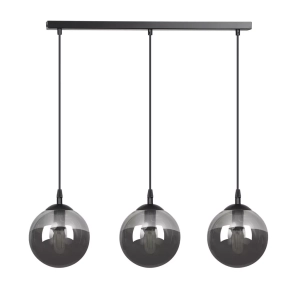 Lampa wisząca trzy szklane kule grafitowe na listwie Wisząca Emibig 712/3 Czarny Cosmo 3 Bl Grafit 3xE14 70cm