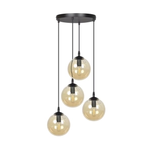 Lampa wisząca cztery szklane klosze kule na różnej wysokości Emibig 713/4PREM Czarny Cosmo 4 Bl Premium Miodowy 4xE14 40cm