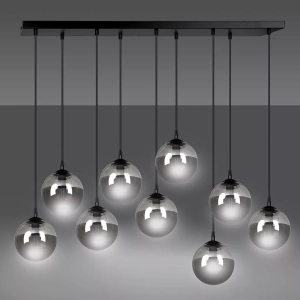 Lampa wisząca z grafitowymi kloszami kulami nad stół Emibig 712/9 Cosmo 9 Bl
