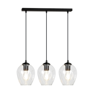 Lampa wisząca trzy szklane klosze przezroczyste na listwie Emibig 679/3 Czarny Istar 3 Bl Transparent 3xE27 70cm