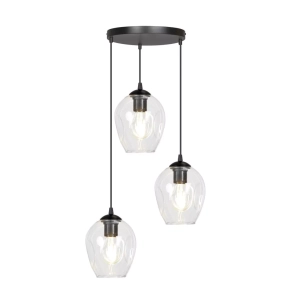 Lampa wisząca na czarnej okrągłej rozecie z przezroczystymi szklanymi kloszami Emibig 679/3PREM Czarny Istar 3 Bl Premium Transparent 3xE27 40cm