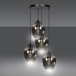Lampa wisząca cztery szklane klosze Emibig 680/4PREM Czarny Istar 4 Bl Premium Grafit 4xE27 40cm