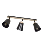 Lampa sufitowa trzy czarne reflektorki na listwie z drewnem nowoczesna skandynawska do salonu Atlas 3 Black Sufitowa Emibig 725/3 Czarny 3xE27 90cm