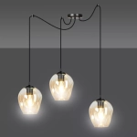 Lampa wisząca nowoczesna typu spider trzy szklane klosze Emibig 758/3 Czarny Level 3 Bl Miodowy 3xE27