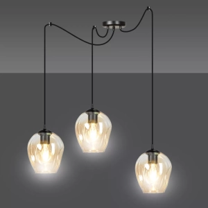 Lampa wisząca nowoczesna typu spider trzy szklane klosze Emibig 758/3 Czarny Level 3 Bl Miodowy 3xE27