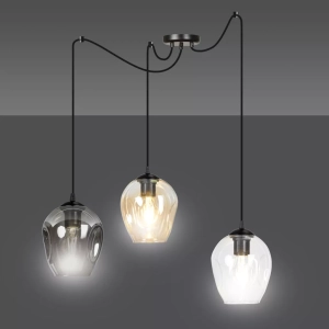Lampa wisząca nowoczesna typu spider trzy szklane klosze Emibig 759/3 Czarny Level 3 Bl Mix 3xE27