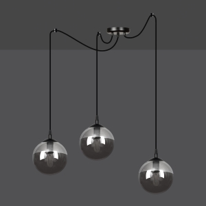 Lampa wisząca typu spider trzy kule szklane Emibig 937/3 Czarny Gigi 3 Bl Grafit 3xE14