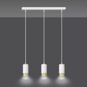 Lampa wisząca trzy małe tubki w rzędzie Emibig 815/3 Biały/Złoty Fumiko 3 Wh/Gold 3xGU10 45cm