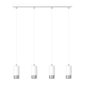 Lampa wisząca cztery białe tubki z chromowanym pierścieniem na listwie Wisząca Emibig 814/4 Biały/Chrom Fumiko 4 Wh/Chrome 4xGU10 60cm