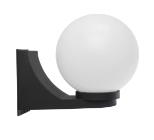 Czarna zewnętrzna lampa ścienna z kloszem kulą SU-MA K 3012/1/KF 200 Kule Classic E27 IP43