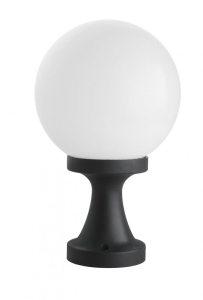 Czarna zewnętrzna lampa stojąca z kloszem kulą SU-MA K 4011/1/KF 200 Kule Classic E27 IP43 36cm