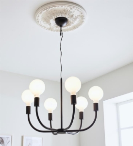 Metalowa lampa wisząca z ramionami zgiętymi do góry i odsłoniętymi oprawkami MarkSlojd 108290 Amistoso 6xE27 63cm