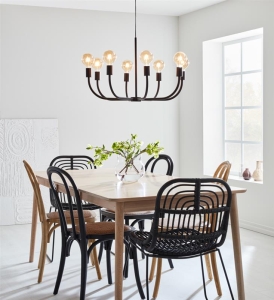 Lampa wisząca 8 ramion skierowanych w górę i czarny metalowy stelaż MarkSlojd 108291 Amistoso 8xE27 47cm x 75cm