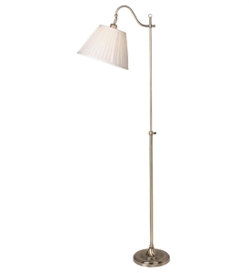 Lampa podłogowa w klasycznym stylu beżowy abażur z tkaniny i patynowa podstawa MarkSlojd 105921 Charleston 167cm