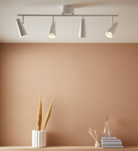 Lampa sufitowa listwa w stylu skandynawskim biała regulowane klosze w kształcie stożka MarkSlojd 108201 Crest 4xGU10 93,5cm