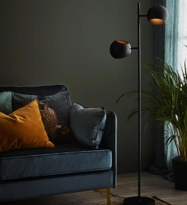 Lampa podłogowa podwójna nowoczesna z regulowanymi kloszami o nietypowym kształcie MarkSlojd 107741 Edgar 145cm