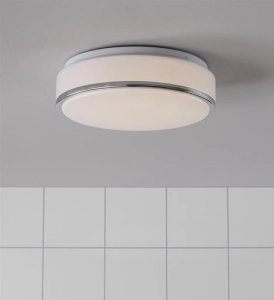 Lampa sufitowa plafon do łazienki okrągły biały z chromowaną ramką MarkSlojd 105960 Global 9W 3000K IP44 28cm