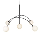 Lampa wisząca do dużego pomieszczenia rozłożyste półkoliste ramiona i mleczne szklane klosze MarkSlojd 107560 Heaven5xG9 117cm