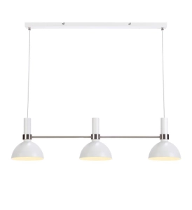 Lampa wisząca do jadalni biała w stylu skandynawskim metalowe klosze na chromowanej listwie MarkSlojd 107500 Larry 3xE27 99cm