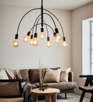 Metalowa lampa wisząca w kolorze czarnym o półkolistych ramionach MarkSlojd 108288 Lavello 9xE27 88cm