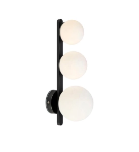Lampa ścienna kinkiet czarny z trzema białymi kloszami o różnej wielkości styl skandynawski MarkSlojd 108349 Puro 3xG9