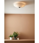 Lampa sufitowa plafoniera okrągła z białego szkła i ozdobną czarną gwiazdką na środku MarkSlojd 108208 Rose 3xE14 43cm