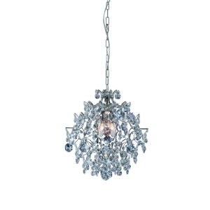 Lampa wisząca w stylu glamour w kolorze chromu na łańcuchu transparentne szklane kryształki MarkSlojd 100525 Rosendal 3xE14 40cm