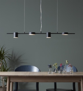 Lampa wisząca listwa nad stół w stylu skandynawskim płaskie owalne tubki MarkSlojd 107746 Row 4xG9 150cm x 106cm