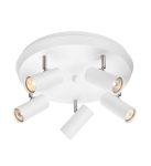 Lampa sufitowa biała w stylu skandynawskim regulowane reflektory okrągła podsufitka detale chrom MarkSlojd 107781 Torino 5xGU10 40cm