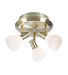 Lampa sufitowa do przedpokoju złota okrągła podsufitka i białe regulowane szklane klosze MarkSlojd 107506 Vero 3xE14 33cm