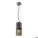 Bazaltowa lampa wisząca z dymnym szklanym kloszem SLV 155714 Lisenne E27 12cm