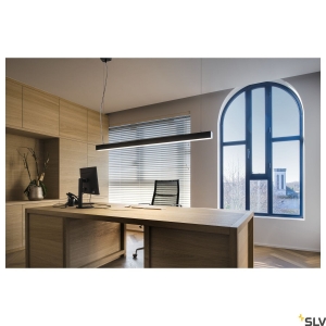 Podłużna czarna lampa wisząca listwa ledowa SLV 1001309 Q-Line LED 47W 3000K 120stopni Dali2 142cm