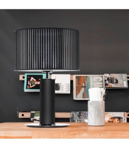 Czarna lampa stołowa z materiałowym abażurem do wyboru Ramko 67599 Nodo E27