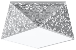 Srebrny foremny plafon z tworzywa sztucznego Sollux Lighting SL.0688 Hexa 2xE27 35cm x 15cm