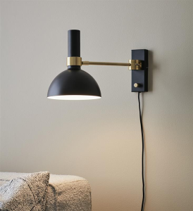 Lampa ścienna Kinkiet regulowany z kablem MarkSlojd 106970 Larry E27 40cm x 19cm x 24cm czarny złoty