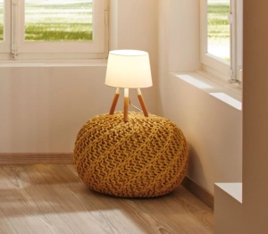 Lampa stołowa BERIT E27 max.1x20W 230V biały / drewno /  tkanina   Paulmann PL79646