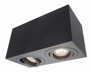 Lampa sufitowa punktowa spot sześcian regulowana Light Prestige LP-5881/2SM Lyon 2xGU10 9x9,5x18cm czarny